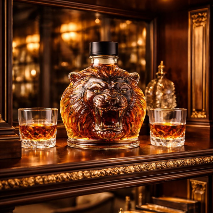 Veda Bremen Löwen Edition whisky bottle with detailed lion illustration on the label, displayed against a neutral background.