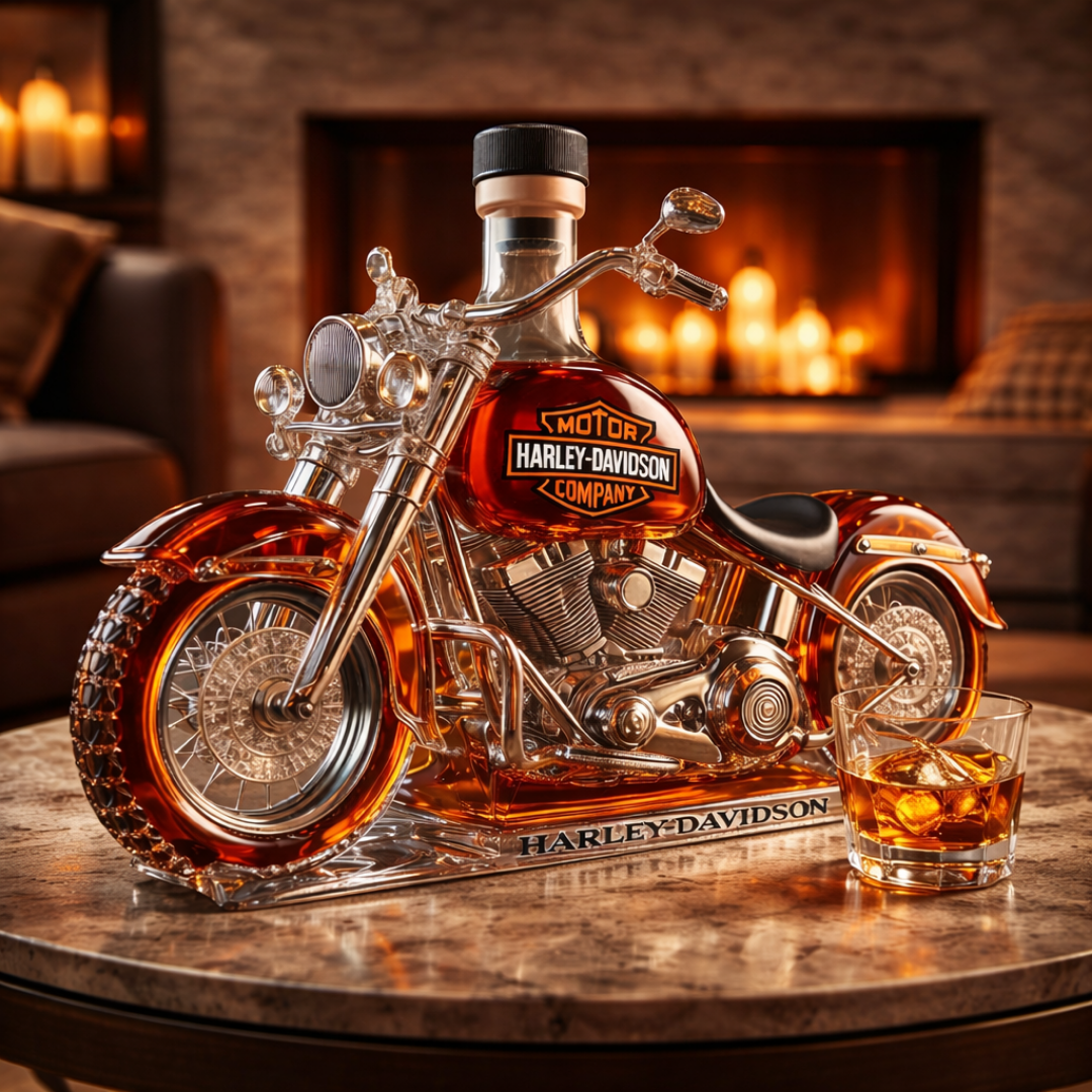 Veda Bremen Harley Davidson Edition whisky bottle in a sleek glass container, designed for houseware and kitchen use.