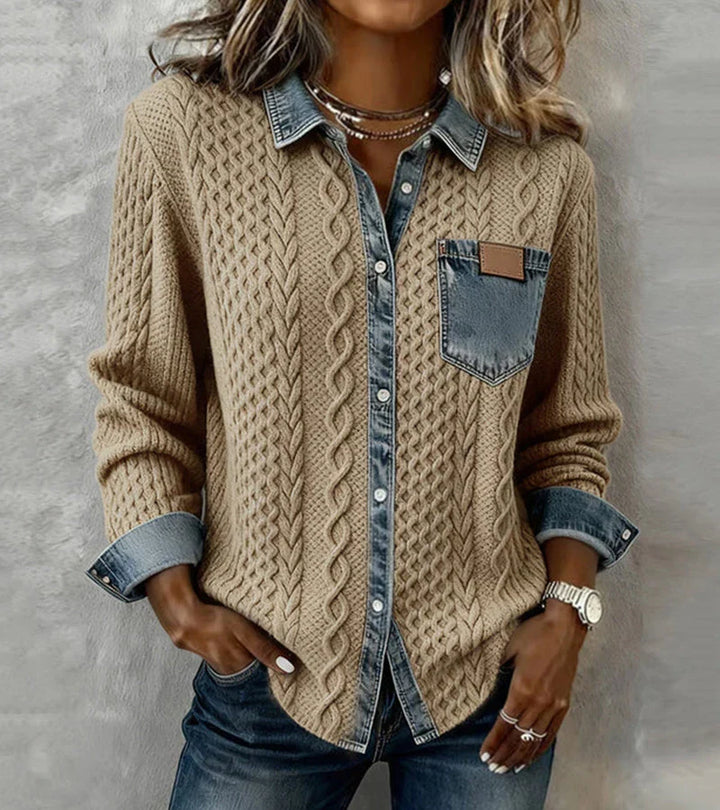 LuroLondon Tiffany knit top in soft fabric with a fitted design, featuring a stylish neckline and long sleeves.