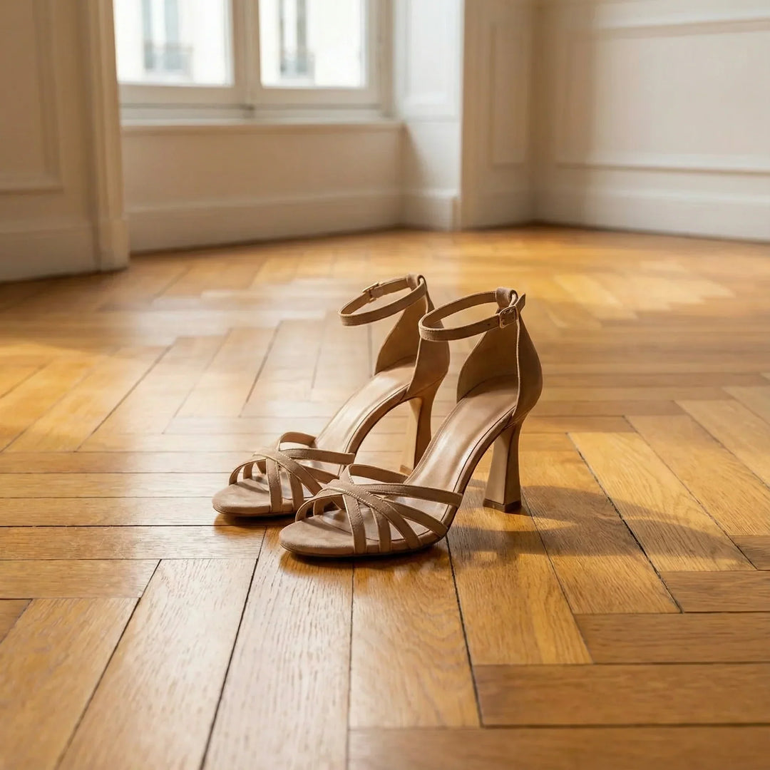 Veda Bremen Selah elegant patchwork sandaletten with open toe design and ankle strap, featuring colorful patchwork pattern