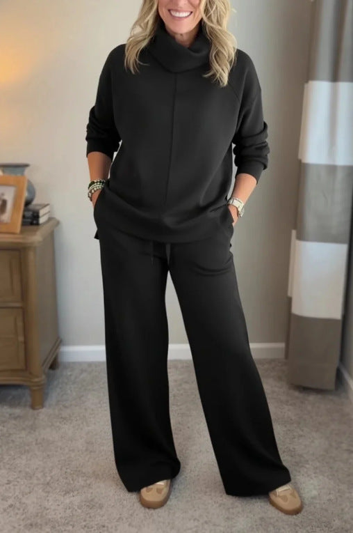 Black Soho 2-piece lounge set by Lurolondon, featuring comfortable matching top and pants for relaxed casual wear.