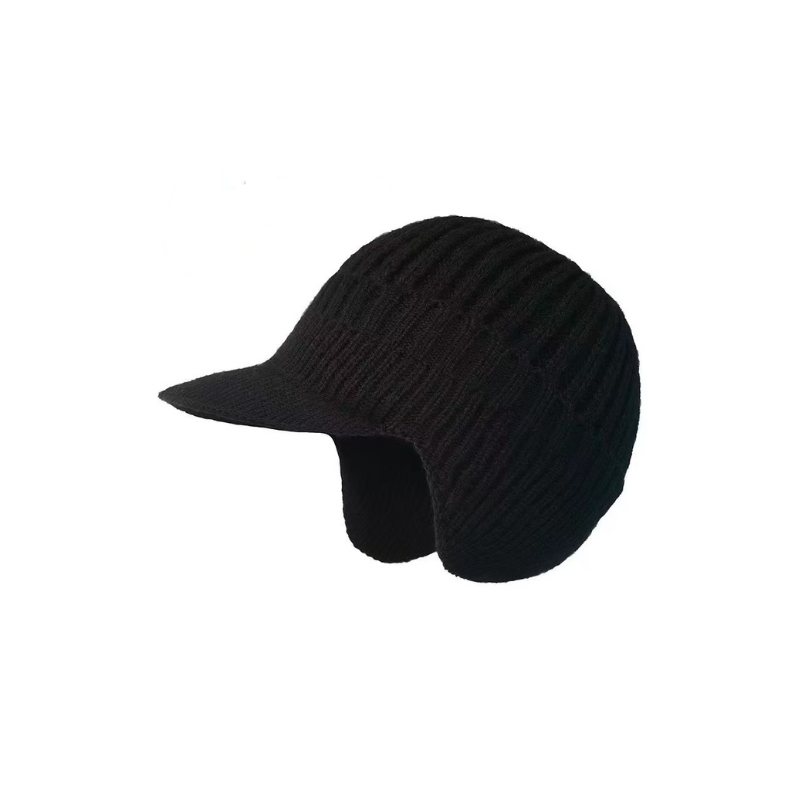 Black Snuggler Winter Hat by Lurolondon.co.uk, cozy knit design with a soft, warm fit for cold weather.