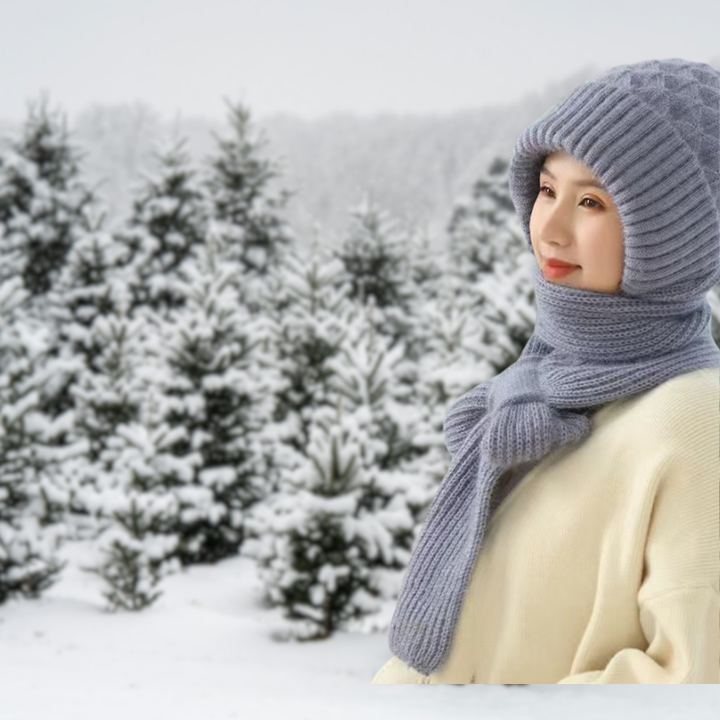 Blue winter hat and matching scarf combo from Lurolondon.co.uk, featuring cozy knit fabric and stylish design for cold weather.