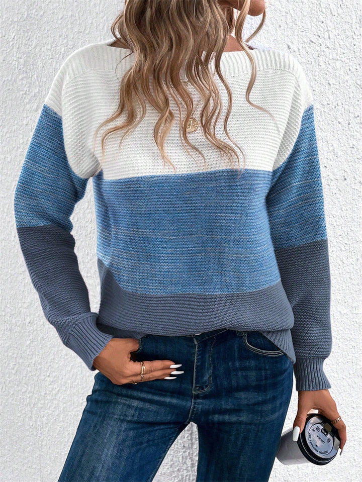 Blue Lydia knitted sweater from Lurolondon.co.uk, featuring a cozy knit texture and a stylish, fitted design.