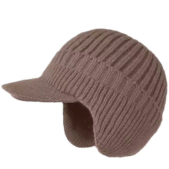 Brown Snuggler Winter Hat by Lurolondon featuring cozy knit material and a warm, snug fit for cold weather.