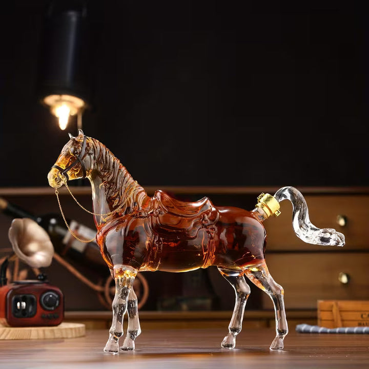 Veda Bremen Whisky Flasche Pferde Edition with horse-themed label and elegant packaging, showcasing a collectible liquor bottle.
