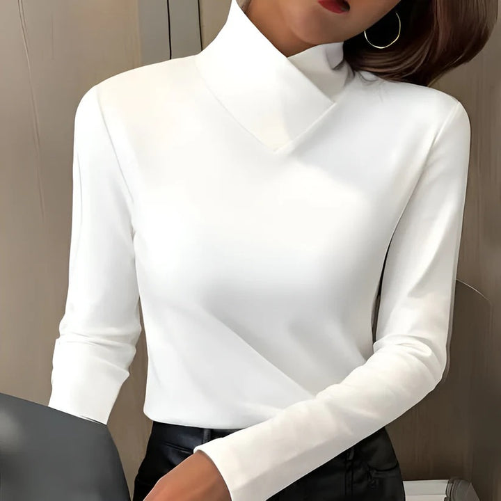 Stylish Turtleneck with Overlapping Neckline