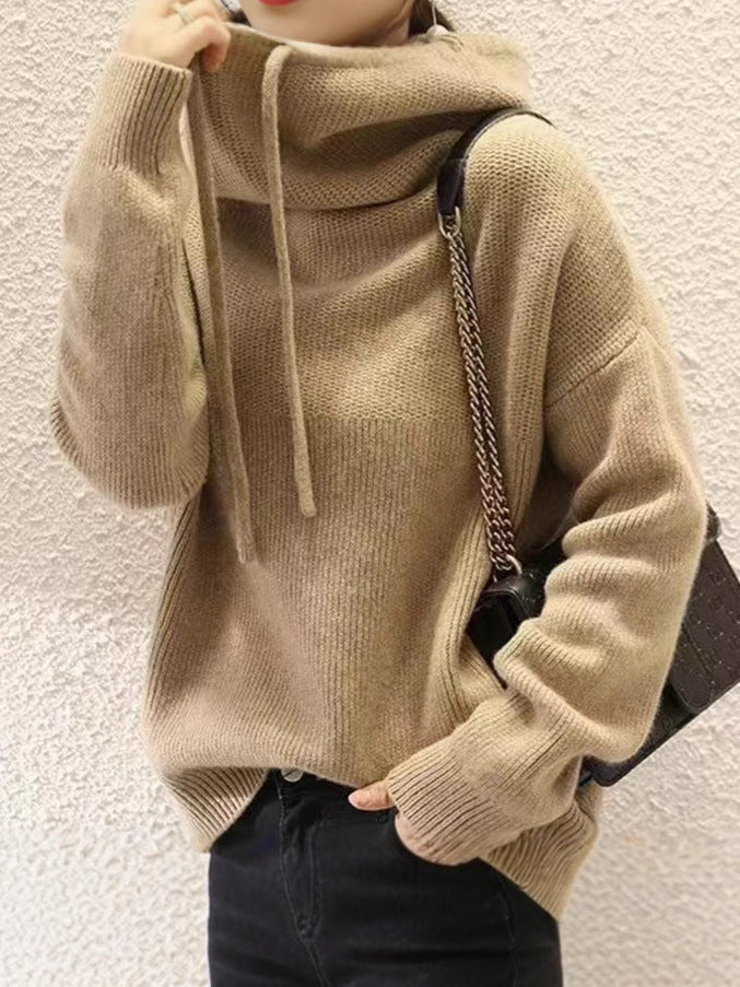Lana cozy hoodie in camel color by Lurolondon.co.uk, featuring a soft, comfortable fit and casual style.