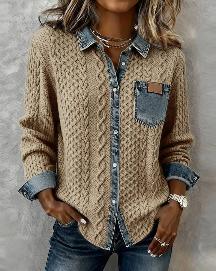 LuroLondon Tiffany knit top in camel color, featuring a cozy, stylish knit fabric and fitted design.