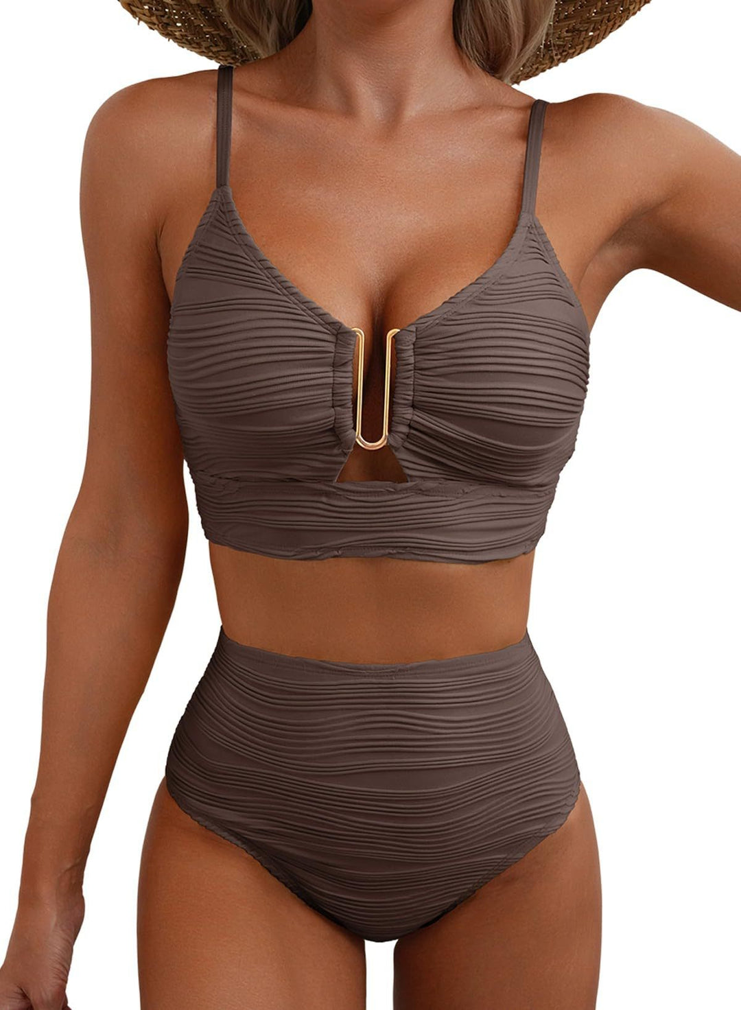 Veda Bremen Jenny figurformendes Bikini-Set in coffee color, featuring supportive top and matching bikini bottoms.
