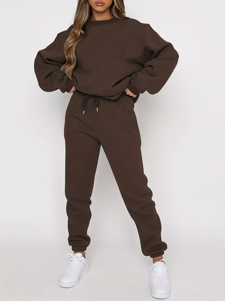 LuroLondon The Simple Two-Piece set featuring a minimalist design with neutral-colored tops and matching bottoms, casual and stylish.