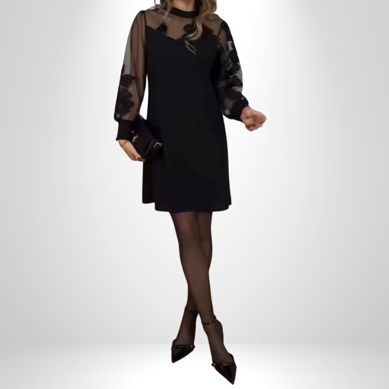 Elle long sleeve dress from LuRo London featuring a fitted silhouette, crew neckline, and elegant design in smooth fabric.