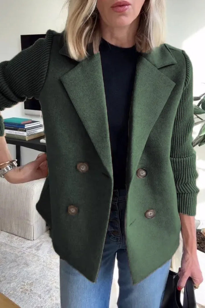 Green Siena blazer with knitted sleeves, stylish women&