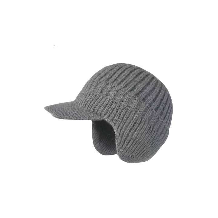 Grey Snuggler Winter Hat by Lurolondon.co.uk featuring a cozy, warm design suitable for cold weather.