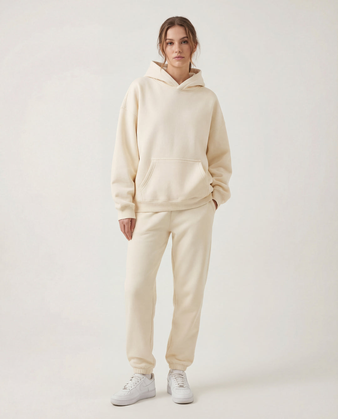 LuroLondon solid pullover hoodie in a comfortable, casual fit with a hood and front pocket, displayed on a neutral background.