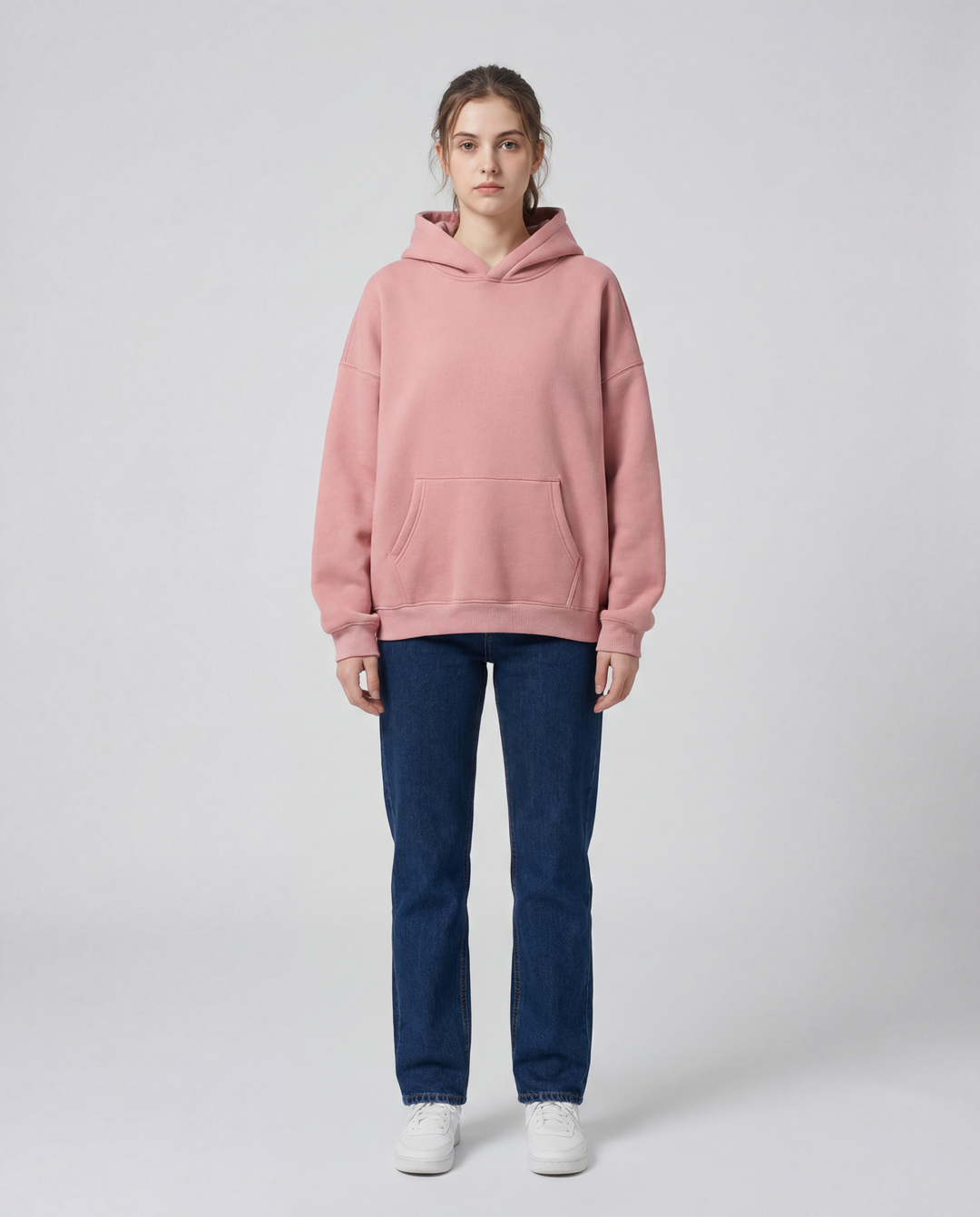 LuroLondon solid pullover hoodie in soft fabric, featuring a relaxed fit and hood with drawstrings, displayed on a neutral background.