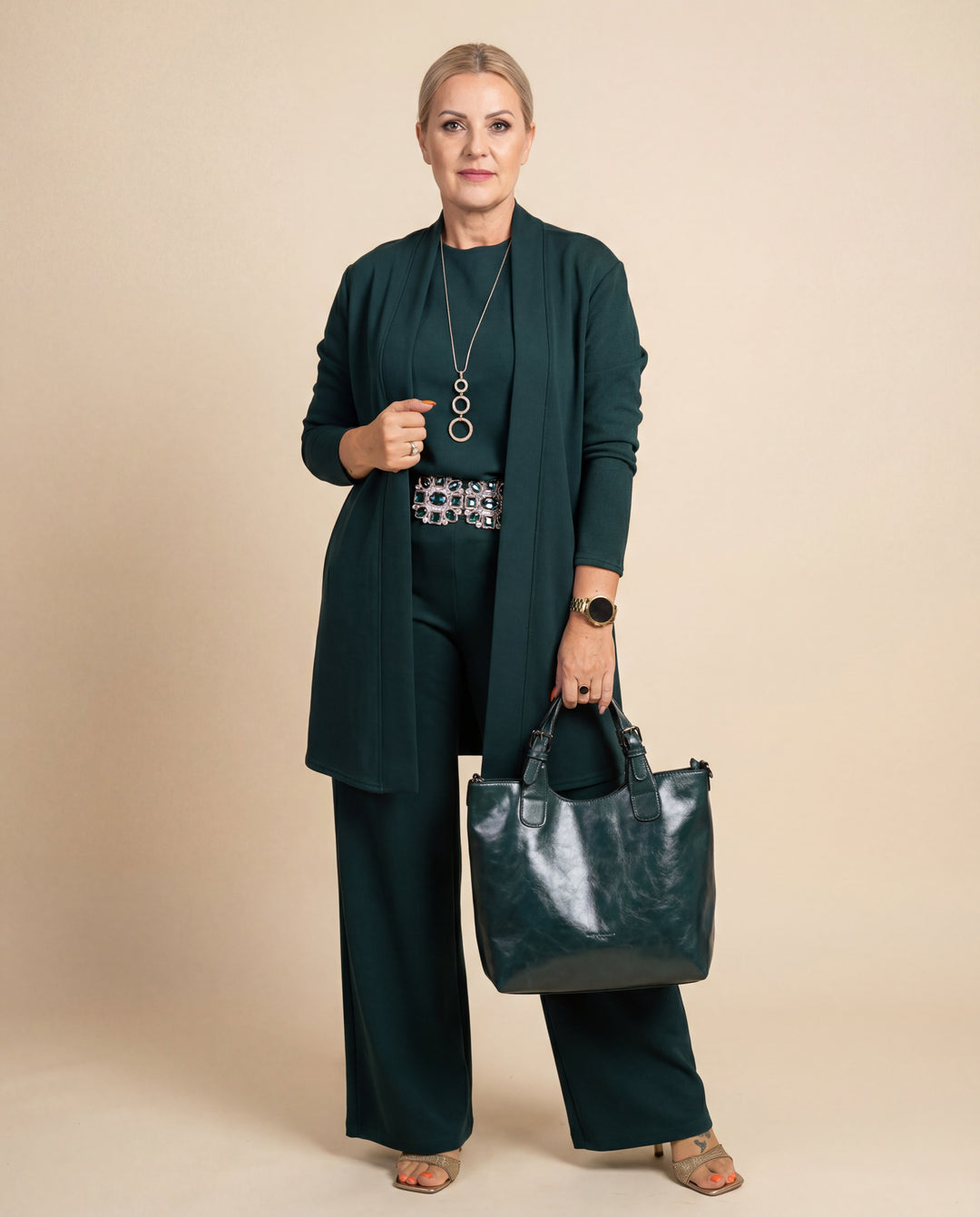 Luxury 3-piece set by LuroLondon featuring stylish, coordinated clothing pieces displayed on a model.
