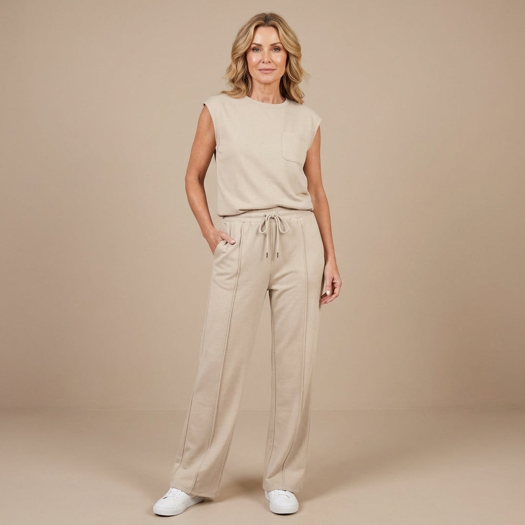 Veda Bremen Kayla casual lounge co-ord set with matching top and pants in soft, comfortable fabric.