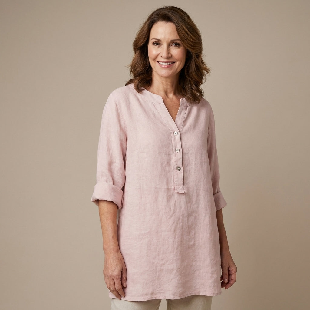 Veda Bremen Reja button-up shirt with long sleeves and collar, featuring a classic fit and subtle striped pattern.