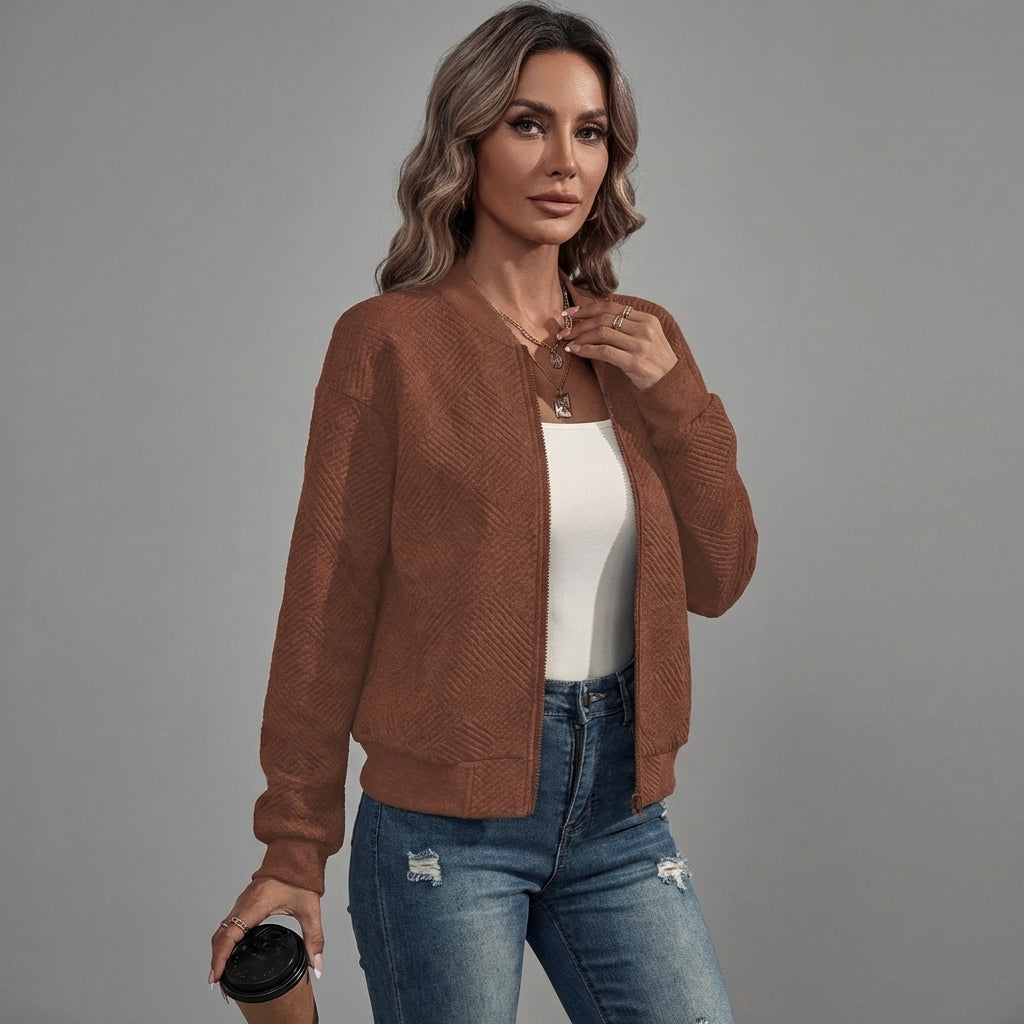 Veda Bremen casual zip-up jacket with a relaxed fit and front zipper, shown in a stylish, comfortable design.