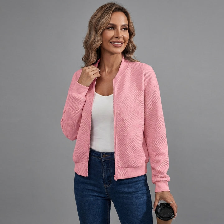 Veda Bremen casual zip-up jacket in dark fabric with front zipper, stand collar, and relaxed fit, suitable for everyday wear