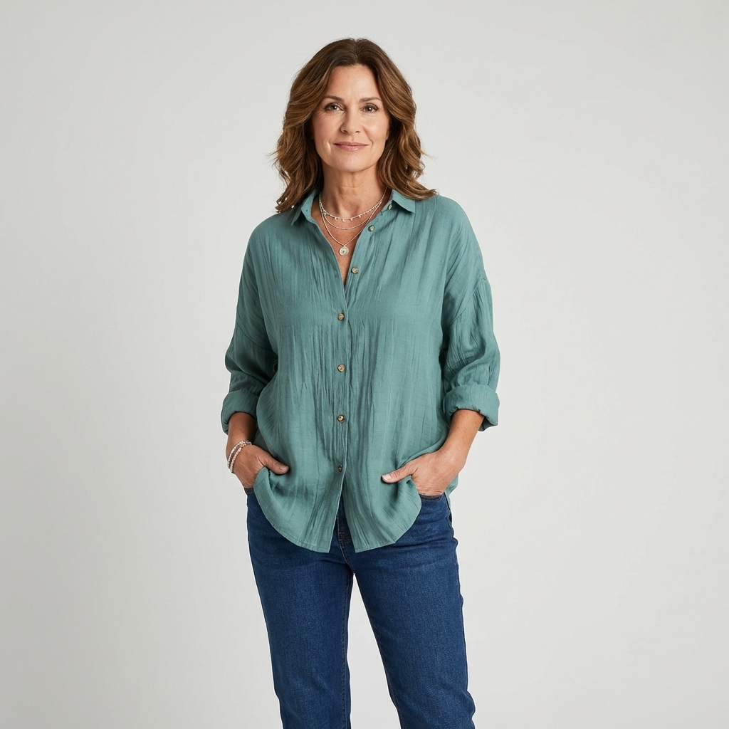 Veda Bremen musselin-bluse featuring lightweight, soft fabric with a relaxed fit and delicate detailing.