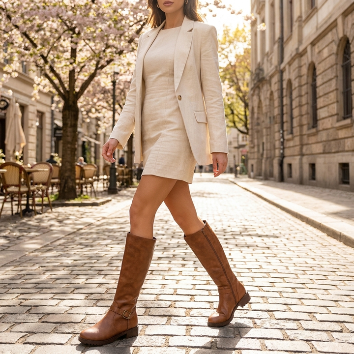 Evette – Stiefel mit flachem Absatz - LuroLondon