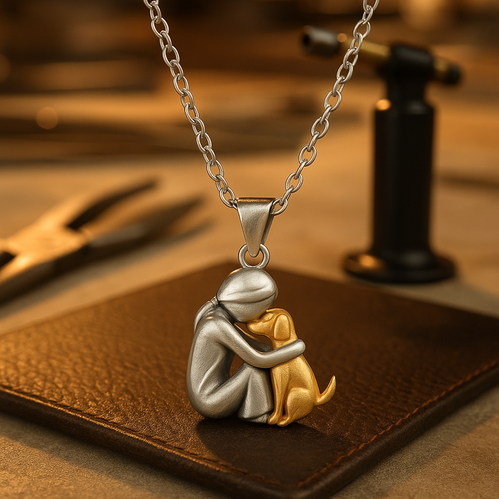Veda Bremen hug necklace, an elegant silver necklace with intertwined heart-shaped design, perfect for meaningful jewelry.