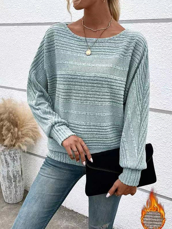 Light blue Veda Bremen Rippstrick-Loser Crewneck sweater with a relaxed fit, featuring soft knit fabric and ribbed detailing.