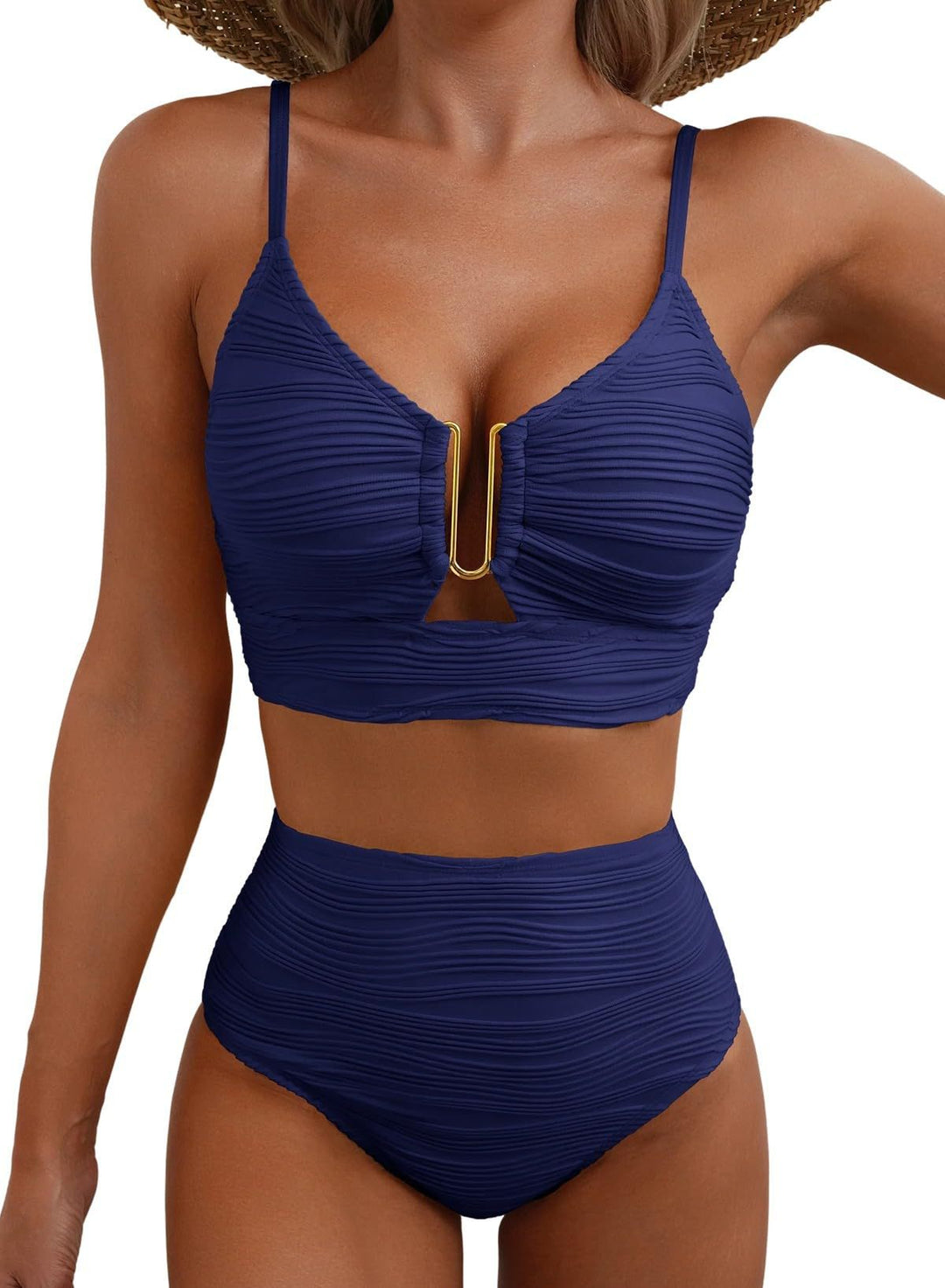 Navy blue Jenny bikini set by Veda Bremen, featuring a figure-flattering design with adjustable straps and matching bottoms.