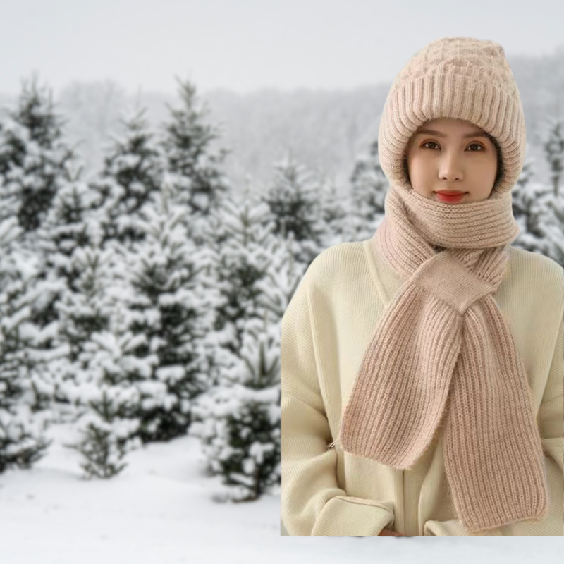 Nude winter hat and scarf combo by Lurolondon.co.uk, featuring cozy knit fabric and stylish, warm winter accessories.
