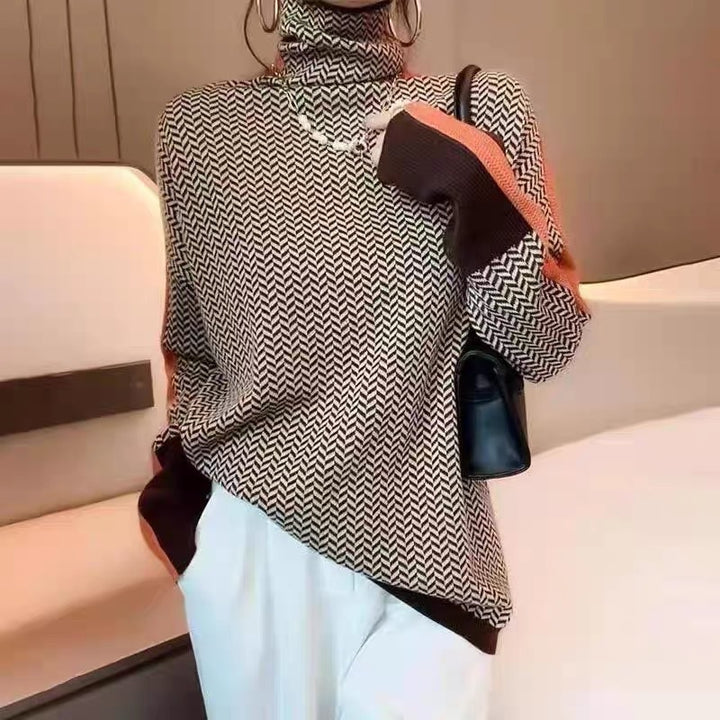 Orange Savannah Luxe turtleneck sweater by Lurolondon, featuring a cozy fit and stylish ribbed collar.