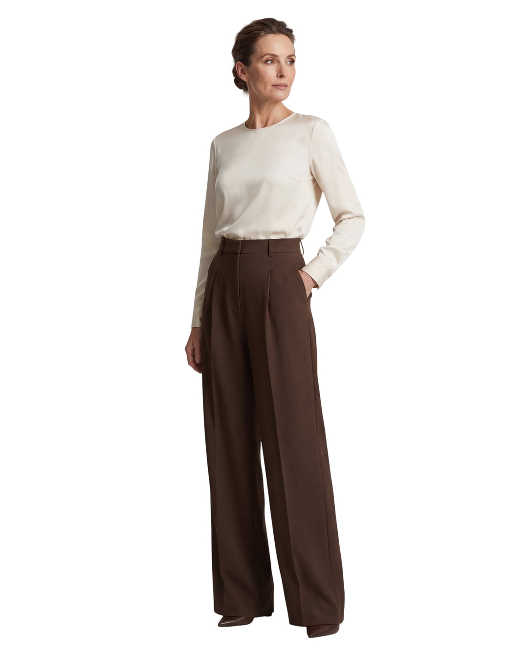 Women's high-waist dress trousers by LuroLondon, stylish and tailored, shown in a versatile, professional fit.