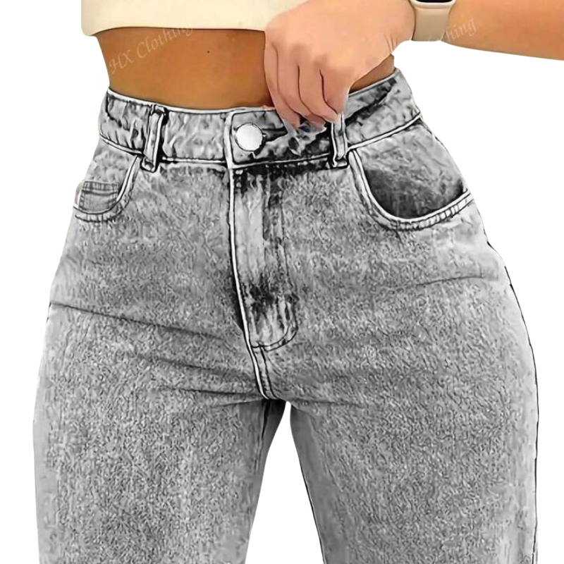 Gray Atlas Denim Jeans by Lurolondon.co.uk displayed on a neutral background, showcasing classic fit and stylish denim fabric.