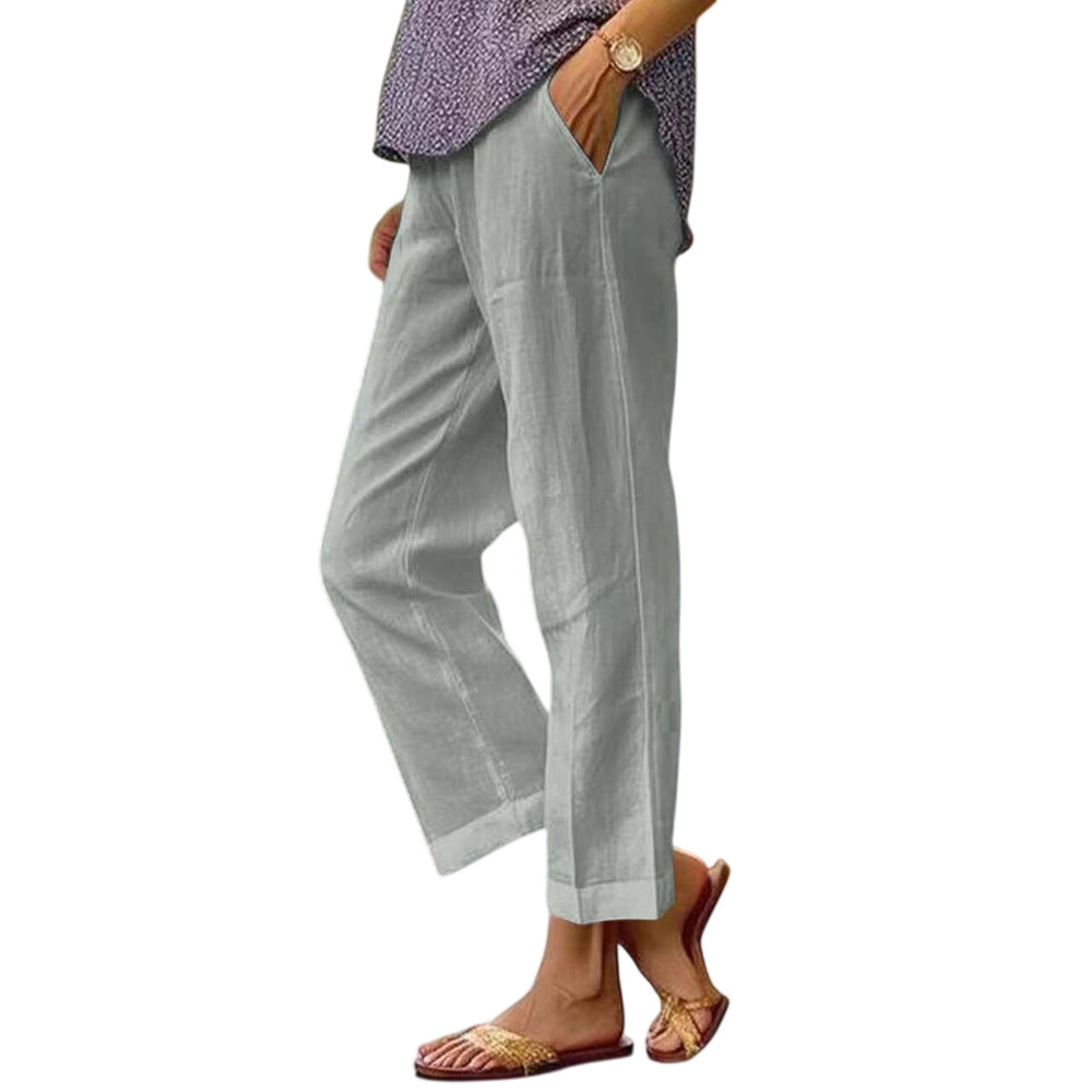 Light grey Lisa lightweight trousers by LuroLondon, featuring a relaxed fit and comfortable fabric for casual wear.