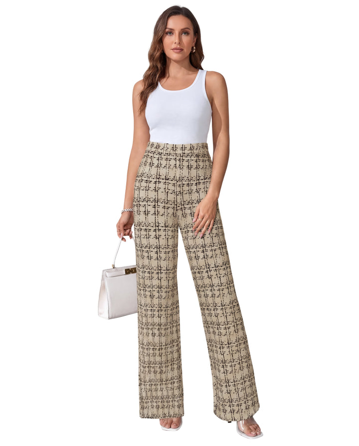 LuroLondon casual plaid trousers with a relaxed fit and classic check pattern, displayed on a neutral background.