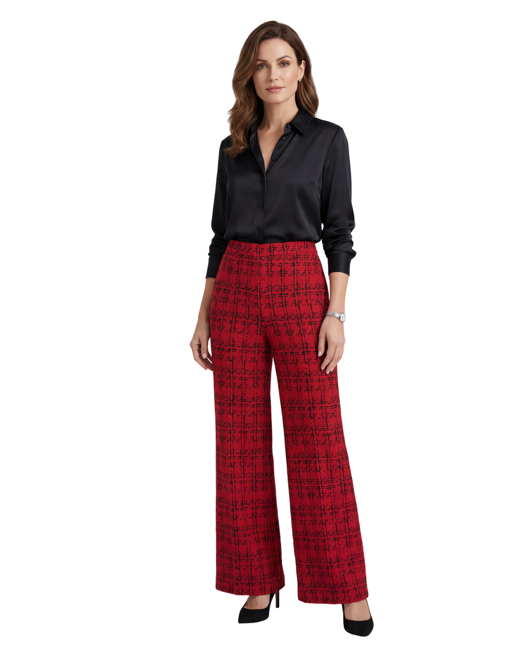 LuroLondon casual plaid trousers featuring a relaxed fit and classic check pattern, shown on a model.