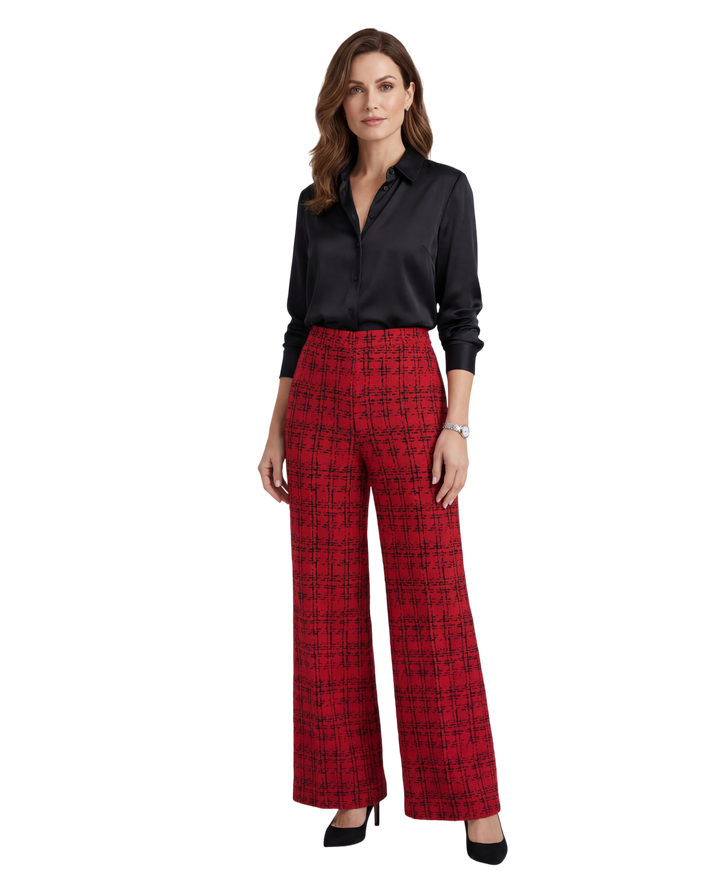LuroLondon casual plaid trousers featuring a relaxed fit and classic check pattern, shown on a model.