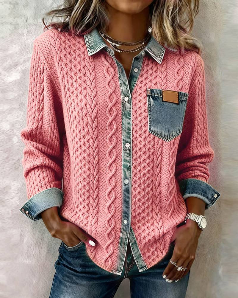 LuroLondon Tiffany pink knit top featuring a soft, fitted design with ribbed texture and long sleeves.