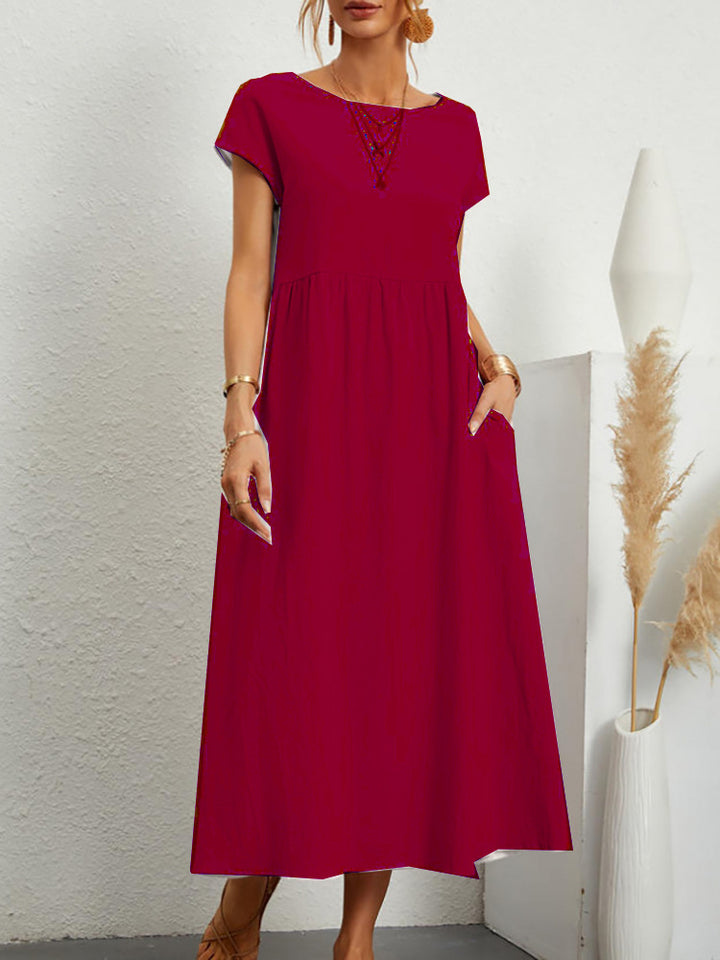 Veda Bremen Gabrielle Midikleid in red with flowing silhouette and elegant design, perfect for stylish occasions.