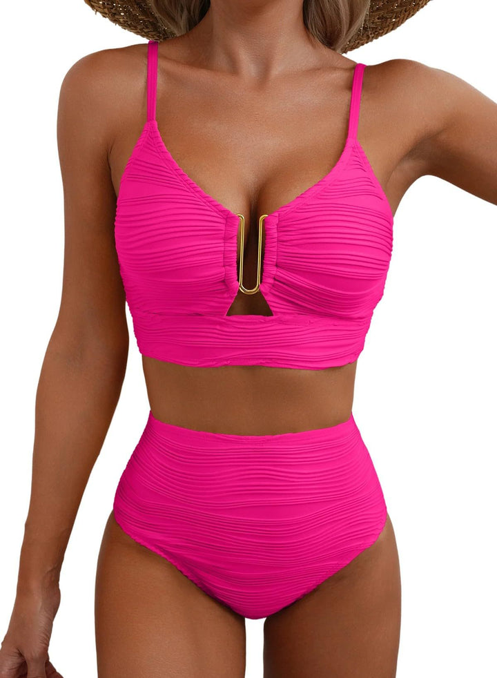 Veda Bremen Jenny figurformendes bikini-Set in rose red, with supportive top and matching bikini bottoms for a flattering fit.