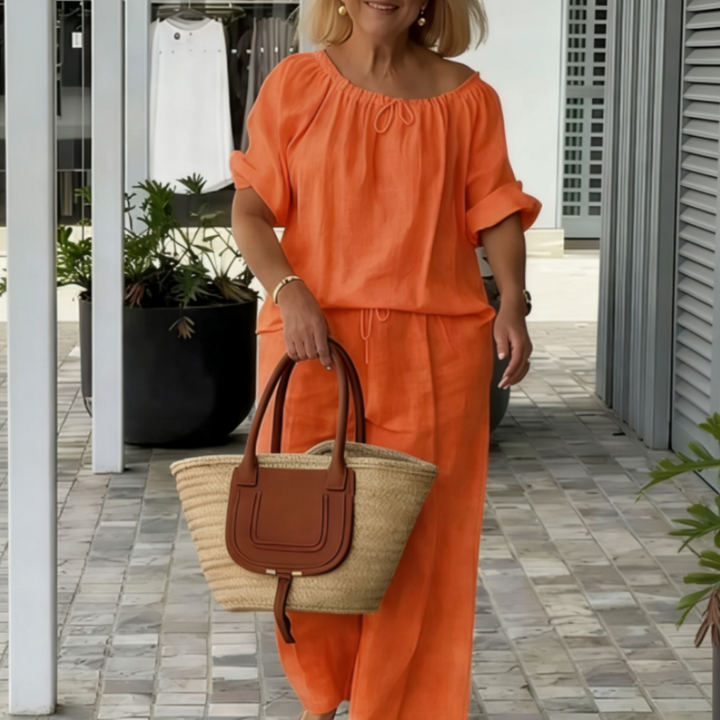 Veda Bremen Lena Komfort-Set in elegant clothing and accessories, styled for a sophisticated look without effort.