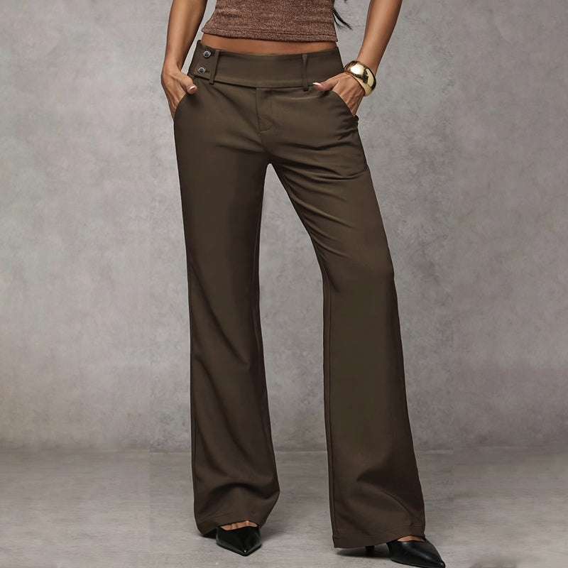 Veda Bremen Elowra tailored wide-leg suit trousers in dark fabric, displayed flat on a white background.