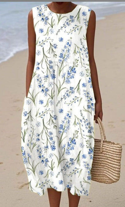 White sleeveless dress from Veda Bremen, showcasing a comfortable, casual fit with soft fabric and stylish design.