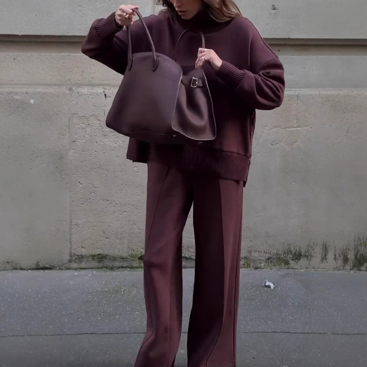 Red Selena matching loose fit set by Lurolondon.co.uk, featuring a relaxed top and matching trousers.